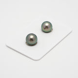 2pcs Green 9.4-9.5mm - R AA/AAA Quality Tahitian Pearl Pair ER885