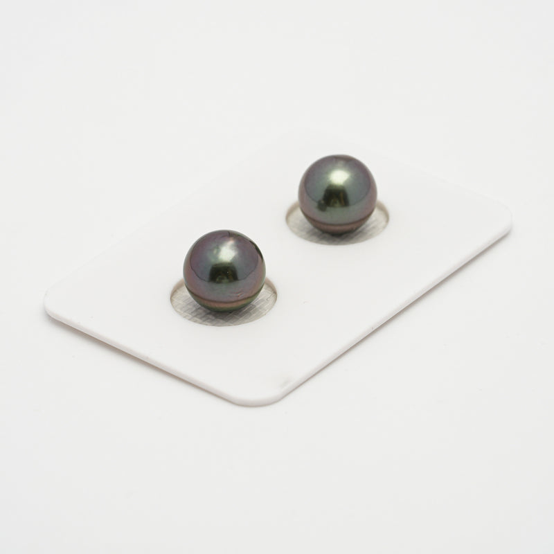 2pcs Green Cherry 9.2mm - SR AAA/AA Quality Tahitian Pearl Pair ER1528 OR6