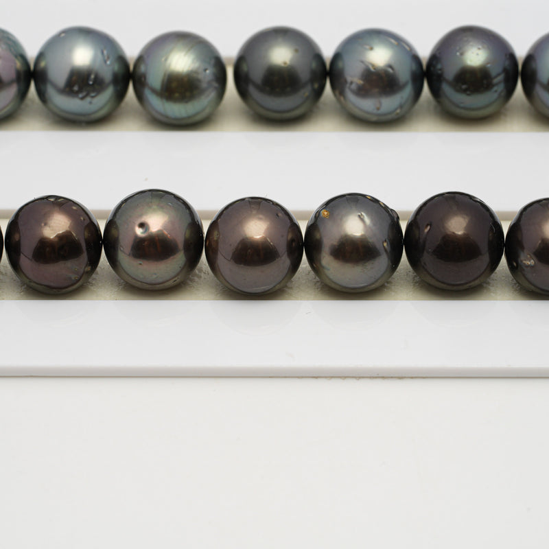 37pcs Blue Brown 11-13mm - NR AA/A Quality Tahitian Pearl Necklace NL1538 TH2