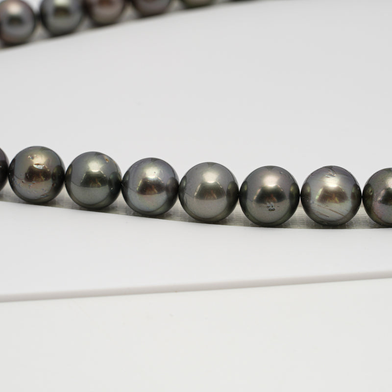 38pcs Green 11-12mm - SR/NR AA/A Quality Tahitian Pearl Necklace NL1623 THMIX3