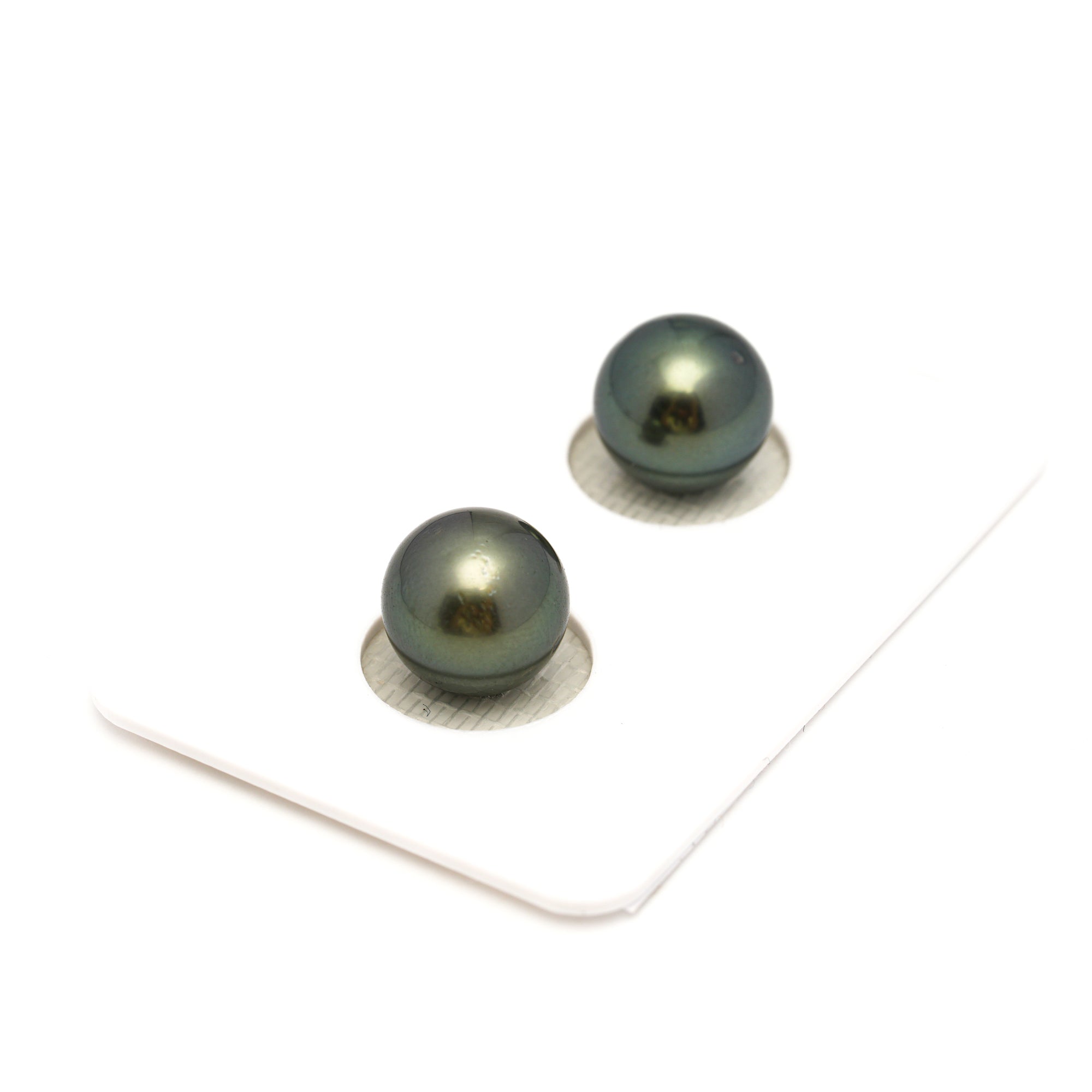 2pcs Green 9.9mm - RSR AAA/AA Quality Tahitian Pearl Pair ER1762 OR13