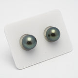 2pcs Green 10.7-10.9mm - RSR AAA/AA Quality Tahitian Pearl Pair ER1420 A101