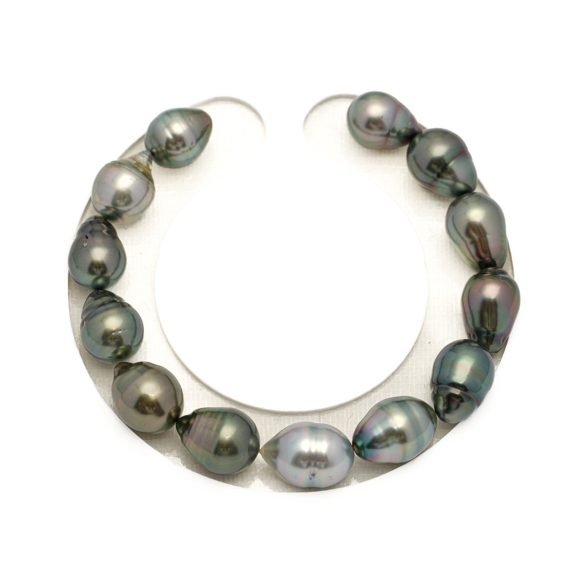 13pcs Green Mix 9-10mm - SB AAA/AA Quality Tahitian Pearl Bracelet BR2384 THMIX4
