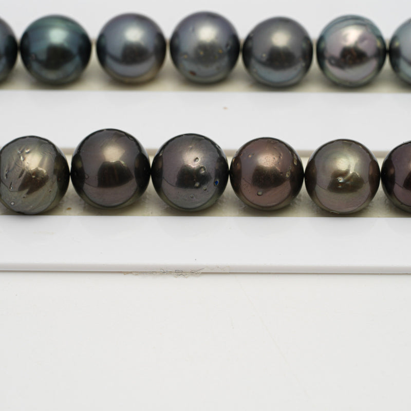 37pcs Blue Brown 11-13mm - NR AA/A Quality Tahitian Pearl Necklace NL1538 TH2