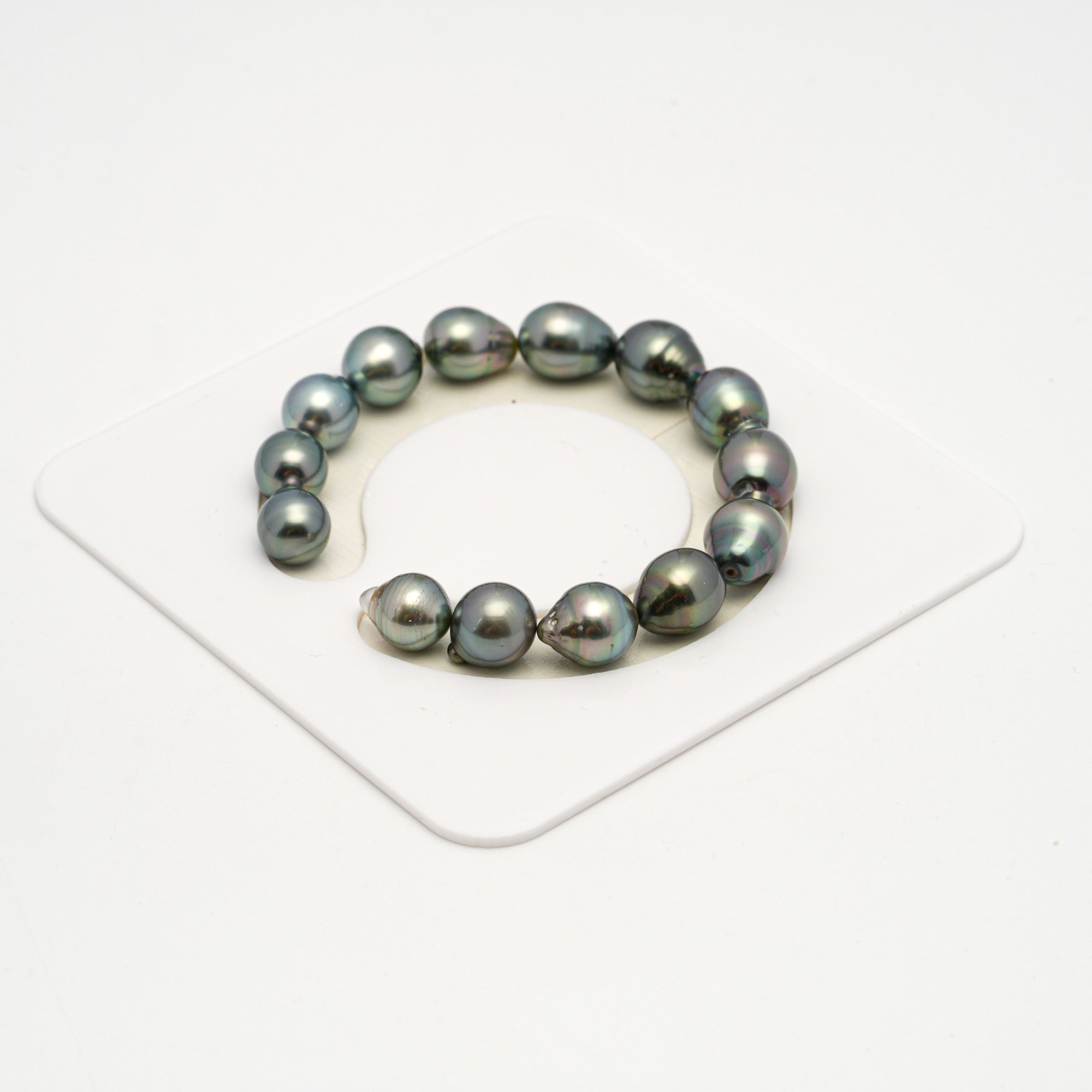 14pcs Green 10-11mm - SB AAA Quality Tahitian Pearl Bracelet BR2210 HL3