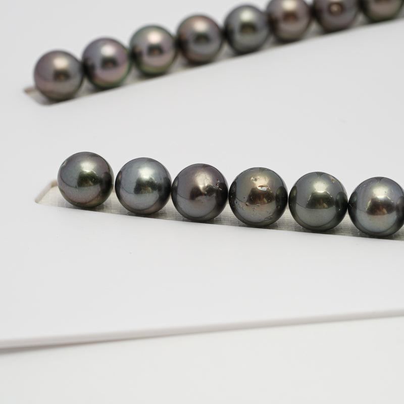 38pcs Green 11-12mm - SR/NR AA/A Quality Tahitian Pearl Necklace NL1623 THMIX3