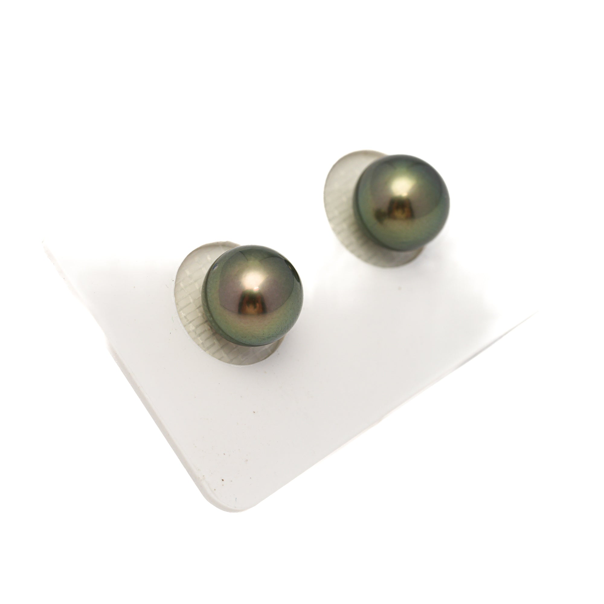 2pcs Green 9.4mm - RSR AAA/AA Quality Tahitian Pearl Pair ER1744 OR13