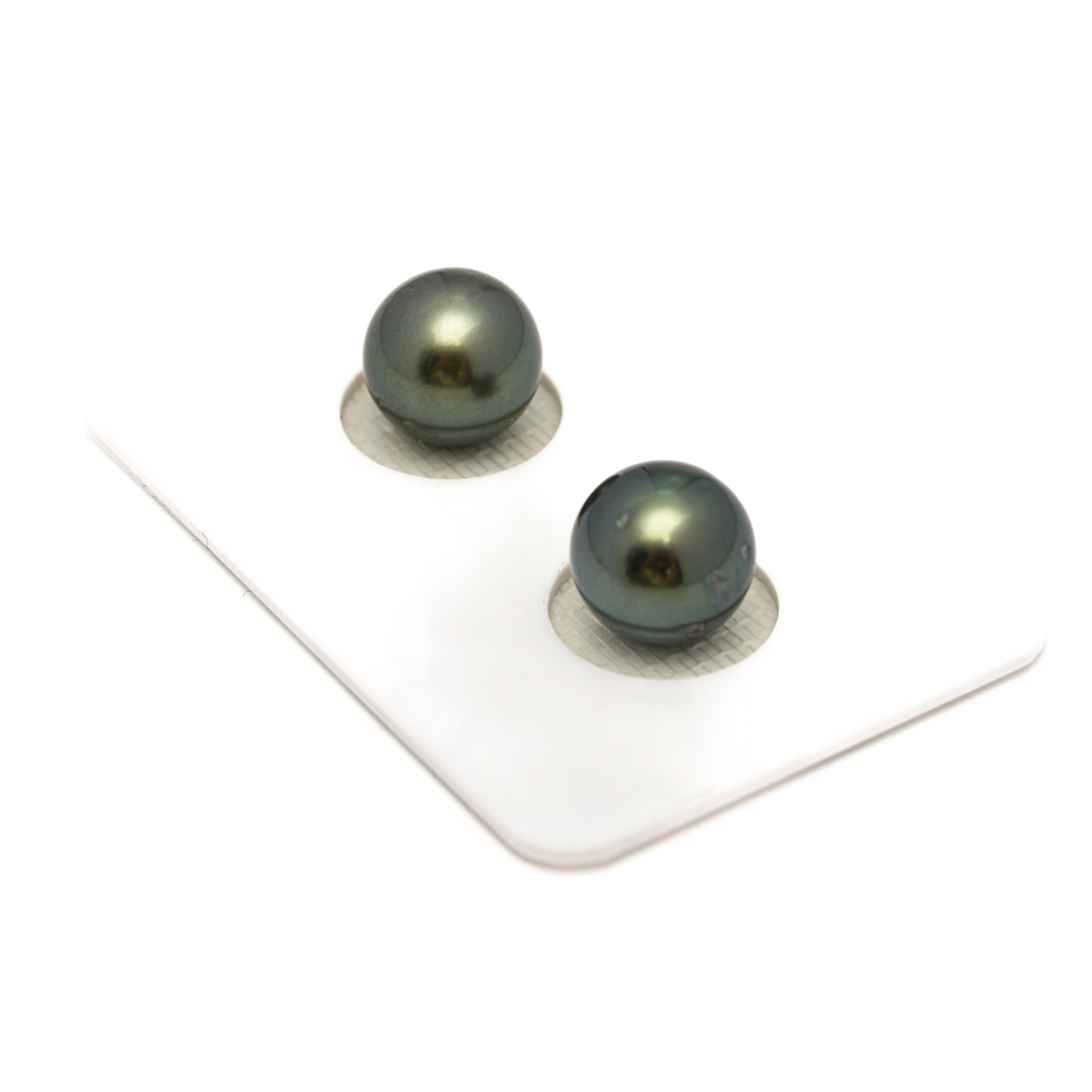 2pcs Green 9.9mm - RSR AAA/AA Quality Tahitian Pearl Pair ER1762 OR13