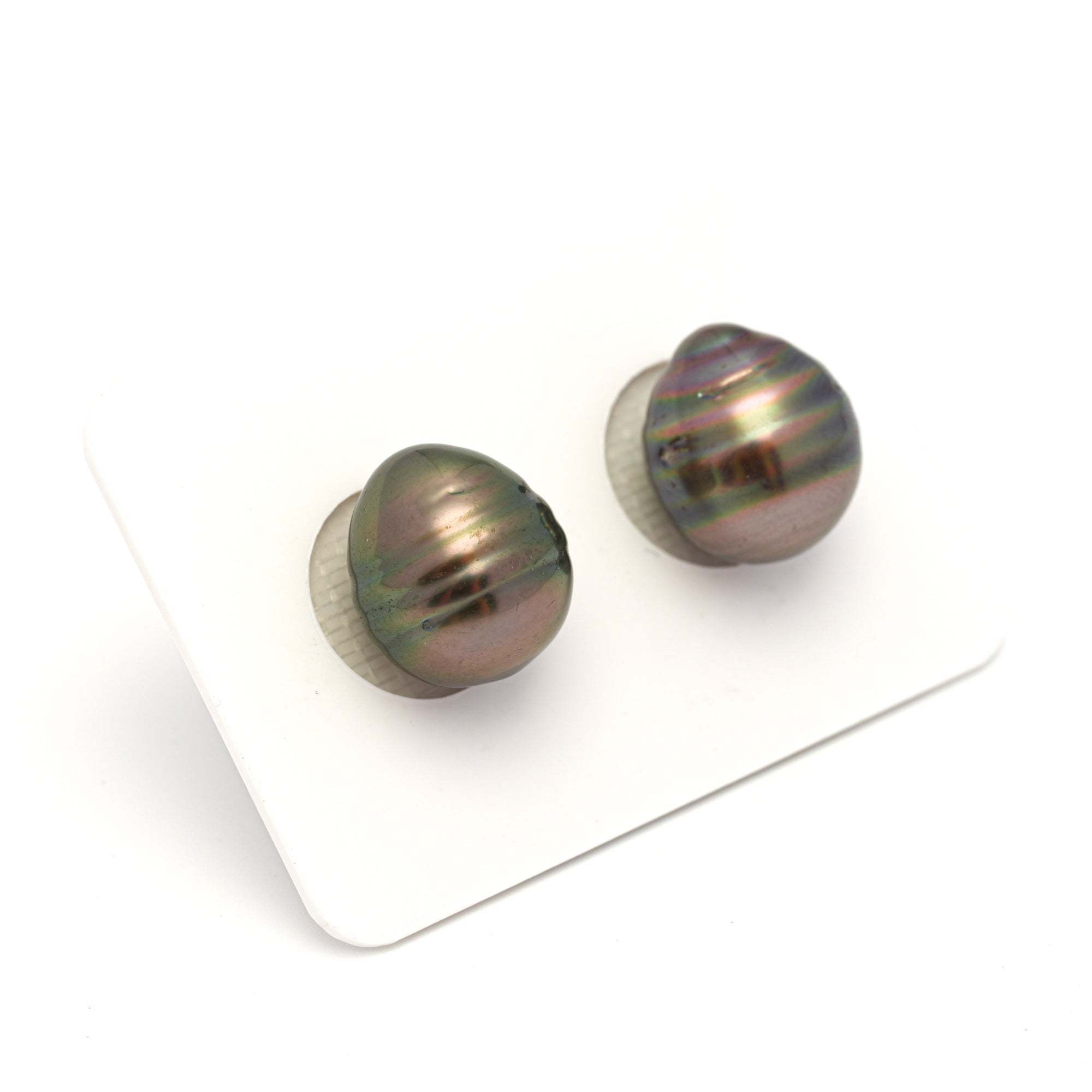 2pcs Green 12-12.1mm - CL AAA/AA Quality Tahitian Pearl Pair ER1805 CMP9