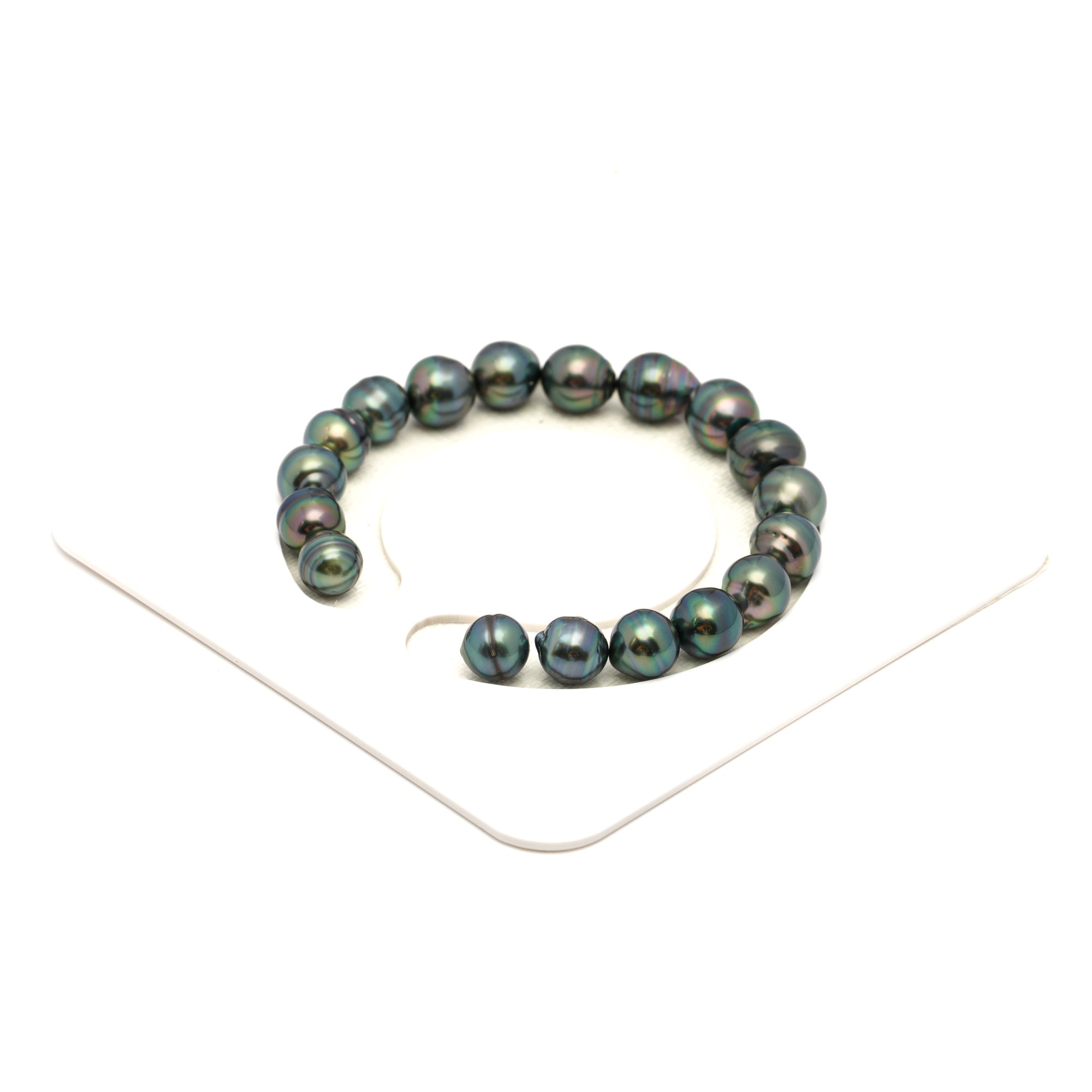 18pcs Green 8-10mm - CL/SB AAA/AA Quality Tahitian Pearl Bracelet BR2370 TH5