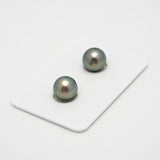 2pcs Green 9.4-9.5mm - R AA/AAA Quality Tahitian Pearl Pair ER885