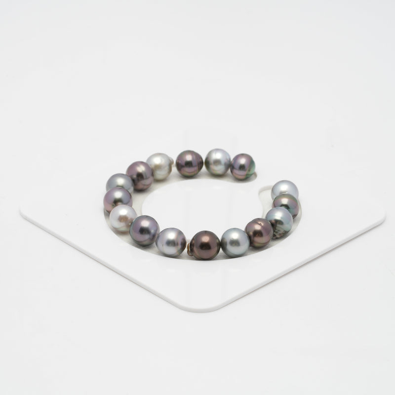 16pcs "High Luster" Light Mix 9-11mm - CL/SB AAA/AA Quality Tahitian Pearl Bracelet BR2019 OR7