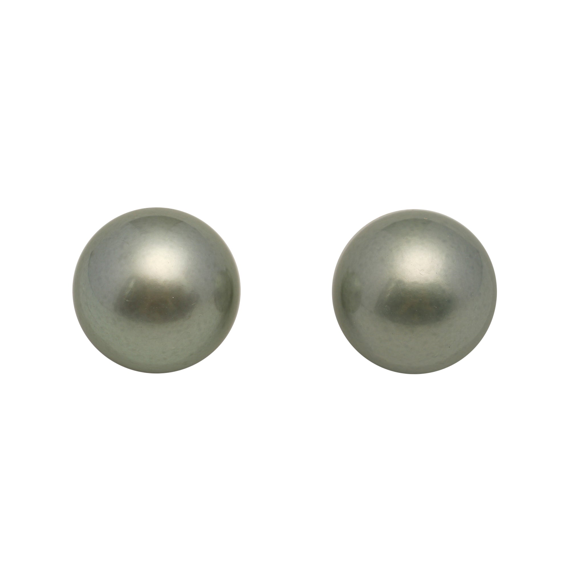 2pcs "Mid Luster" Light Green 12.9-13mm - RSR AAA Quality Tahitian Pearl Pair ER1917 CMP11