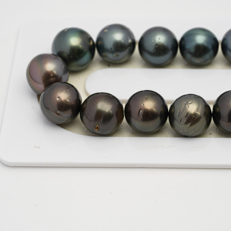 37pcs Blue Brown 11-13mm - NR AA/A Quality Tahitian Pearl Necklace NL1538 TH2