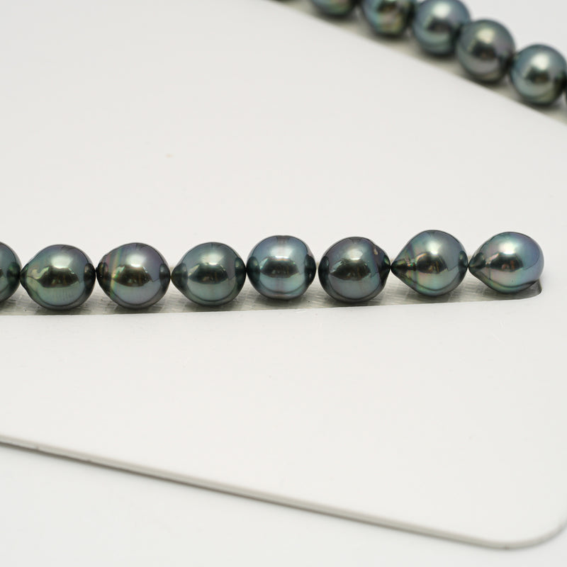 40pcs Blue 8-12mm - SB/NR AAA Quality Tahitian Pearl Necklace NL1587 HL3