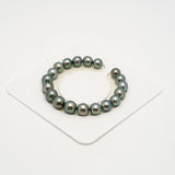 19pcs Blue Green 8-11mm - SR/NR AAA/AA Quality Tahitian Pearl Bracelet BR2225 OR10