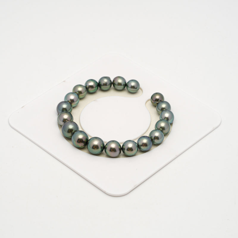 19pcs Blue Green 8-11mm - SR/NR AAA/AA Quality Tahitian Pearl Bracelet BR2225 OR10