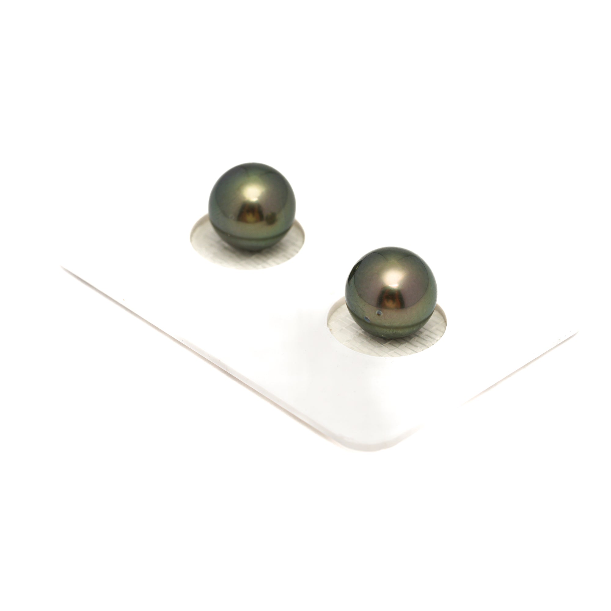 2pcs Green 9.4mm - RSR AAA/AA Quality Tahitian Pearl Pair ER1744 OR13