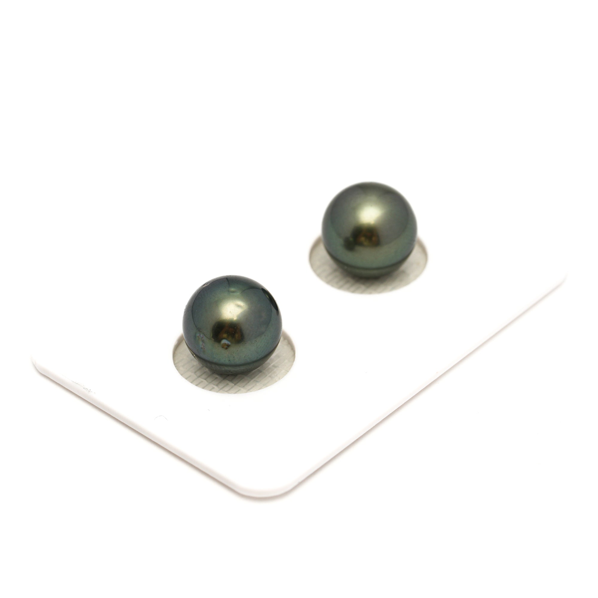 2pcs Green 9.9mm - RSR AAA/AA Quality Tahitian Pearl Pair ER1762 OR13