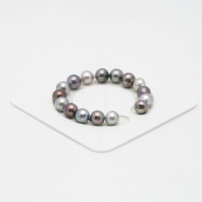 16pcs "High Luster" Light Mix 9-11mm - CL/SB AAA/AA Quality Tahitian Pearl Bracelet BR2019 OR7