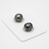 2pcs "High Luster" Green Cherry 8.9-9.3mm - CL AAA/AA Quality Tahitian Pearl Pair ER1396 OR7