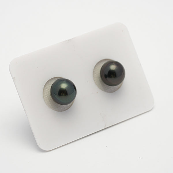 2pcs Dark Green 9-9.1mm - SR AAA Quality Tahitian Pearl Pair ER1529 OR6