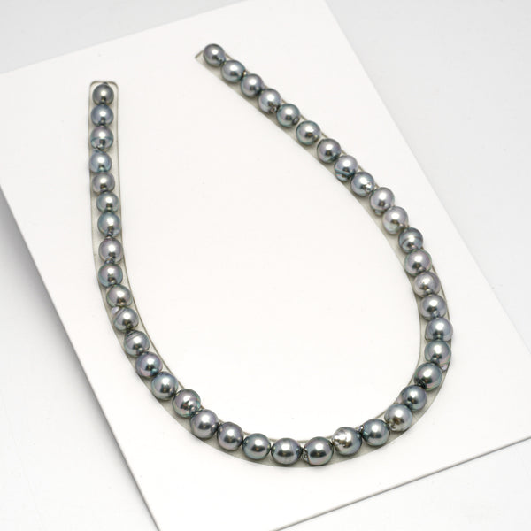 42pcs "High Luster" Silver Mix 8-10mm - CL/SB AAA/AA Quality Tahitian Pearl Necklace NL1597 HL3