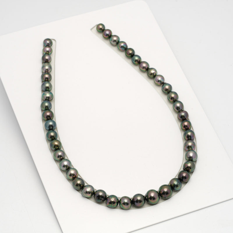 43pcs "High Luster" Peacock 8-12mm - SB AAA/AA Quality Tahitian Pearl Necklace NL1610 HL3