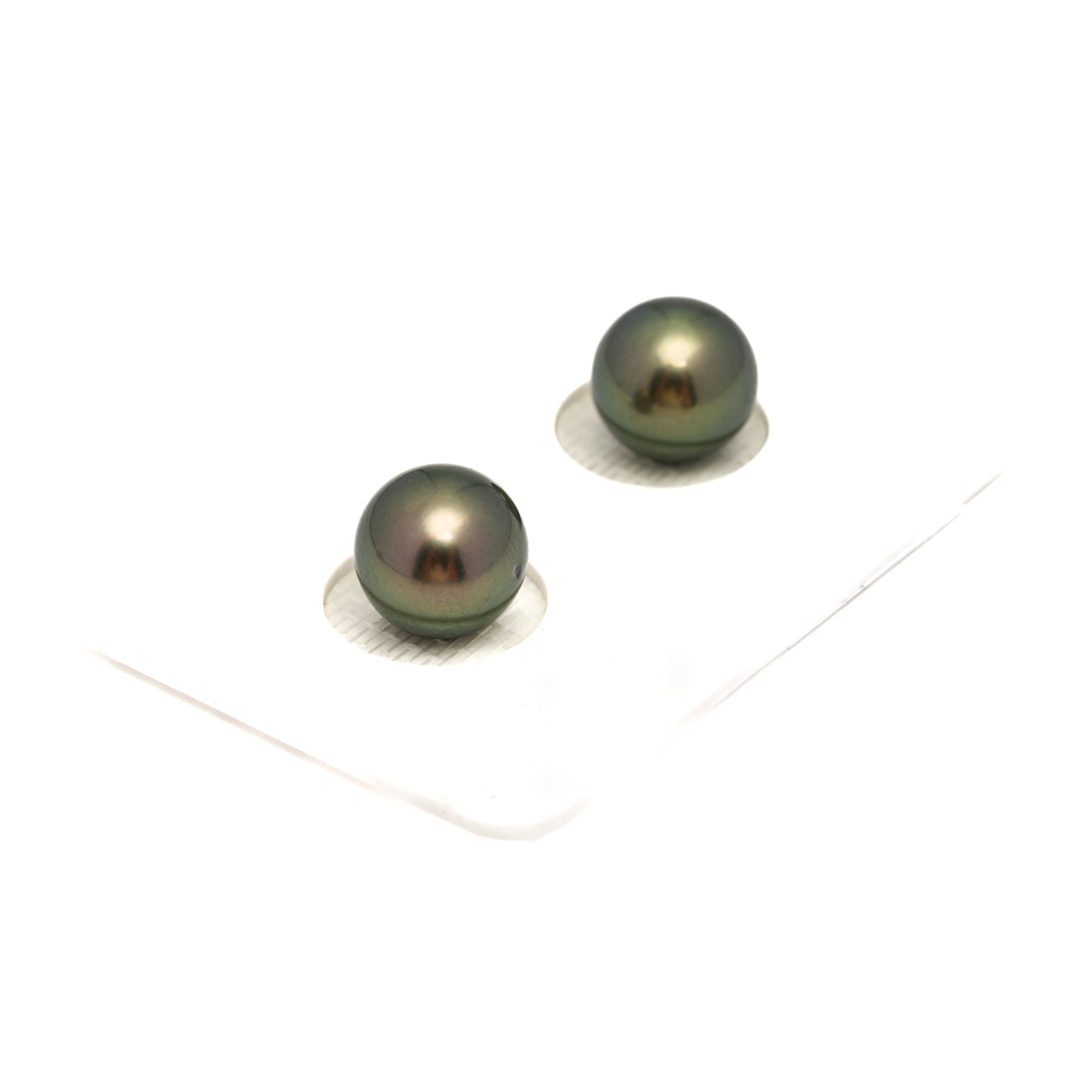 2pcs Green 9.4mm - RSR AAA/AA Quality Tahitian Pearl Pair ER1744 OR13