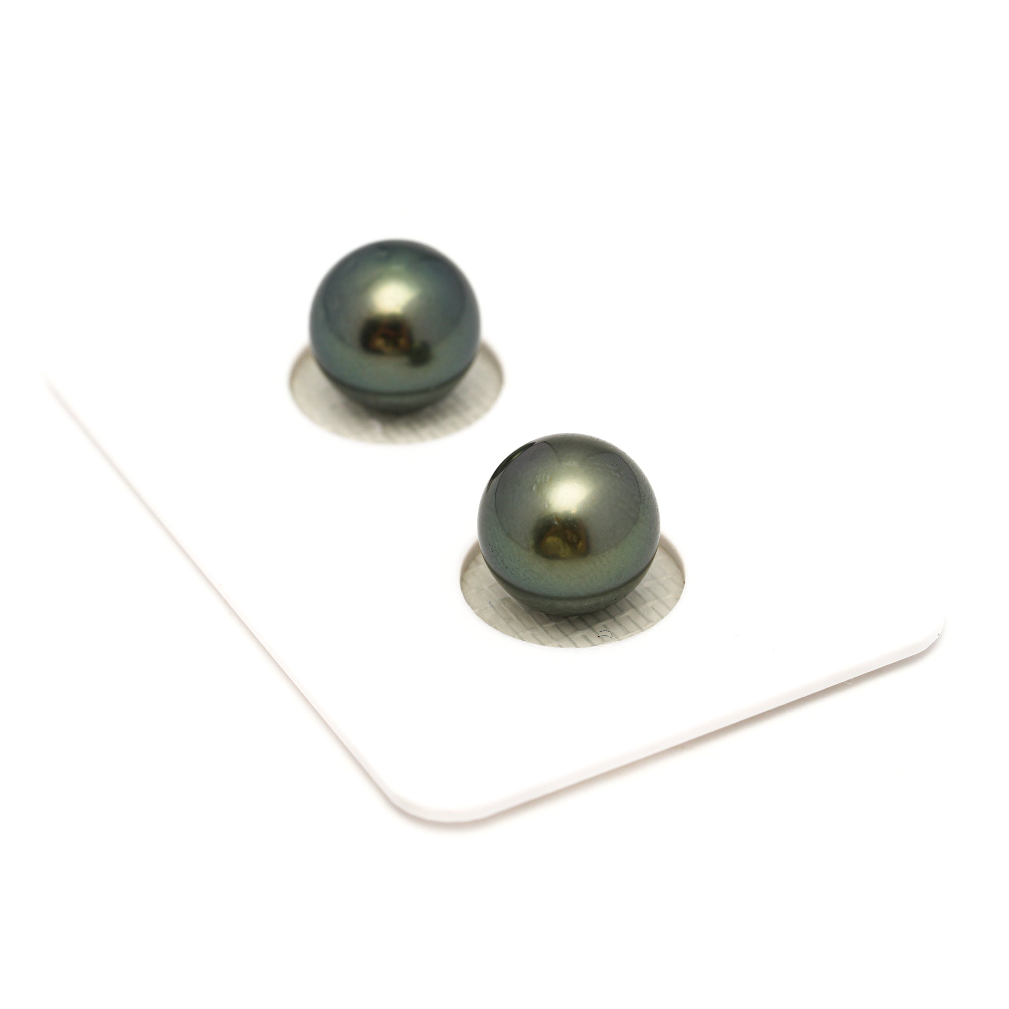 2pcs Green 9.9mm - RSR AAA/AA Quality Tahitian Pearl Pair ER1762 OR13