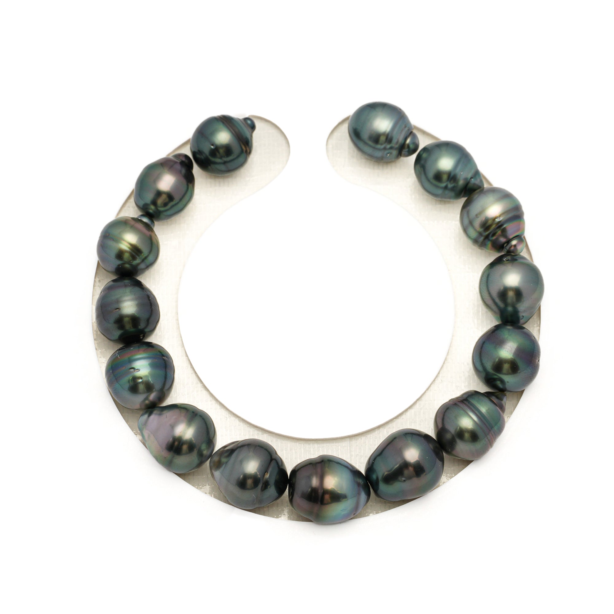 15pcs Dark Green 9-11mm - CL/SB AAA/AA Quality Tahitian Pearl Bracelet BR2373 TH5