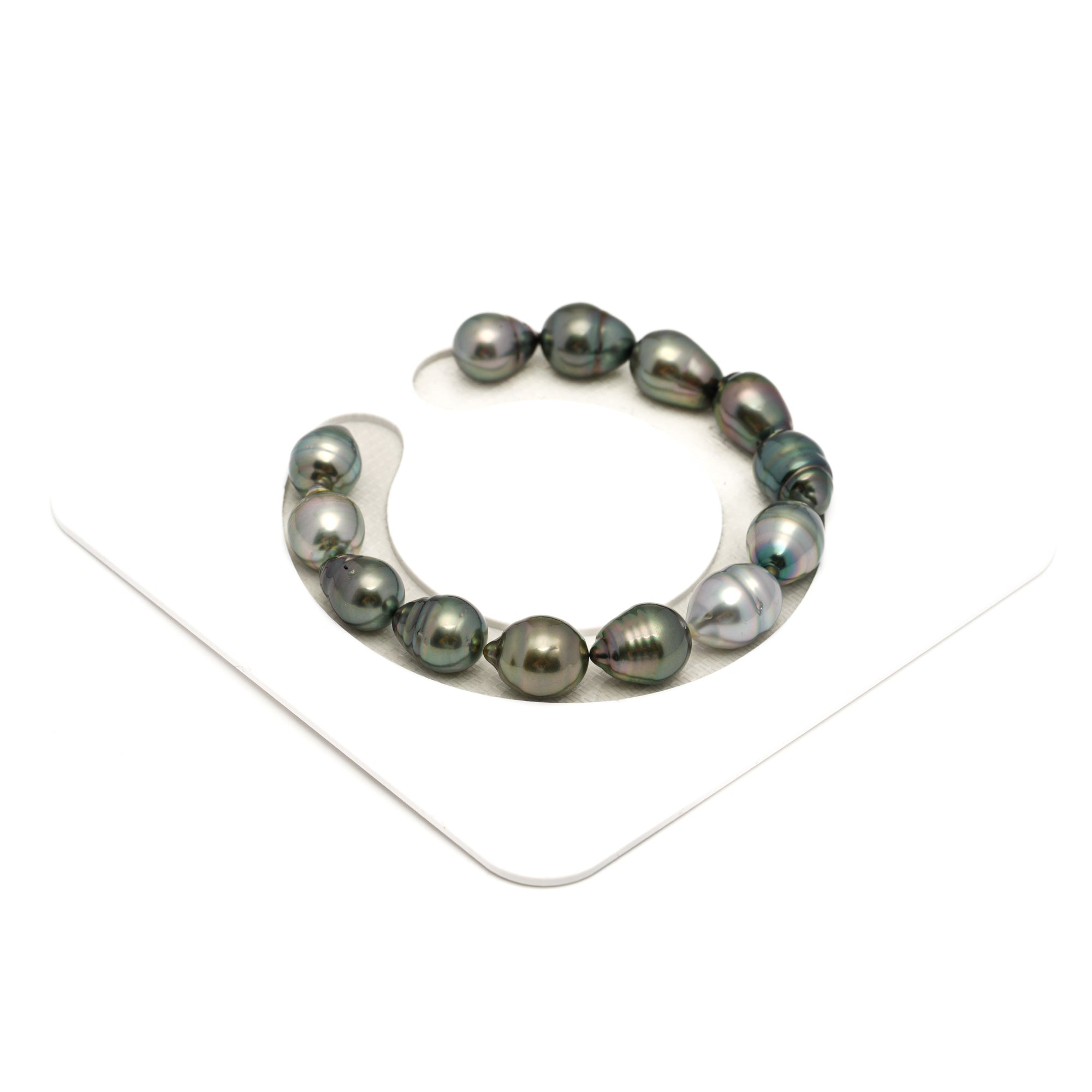 13pcs Green Mix 9-10mm - SB AAA/AA Quality Tahitian Pearl Bracelet BR2384 THMIX4