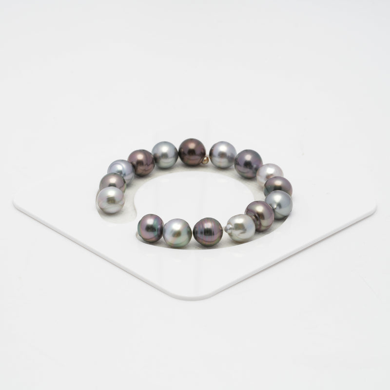 16pcs "High Luster" Light Mix 9-11mm - CL/SB AAA/AA Quality Tahitian Pearl Bracelet BR2019 OR7