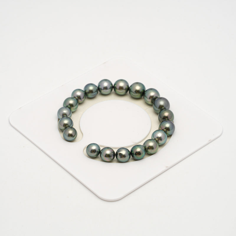 19pcs Blue Green 8-11mm - SR/NR AAA/AA Quality Tahitian Pearl Bracelet BR2225 OR10