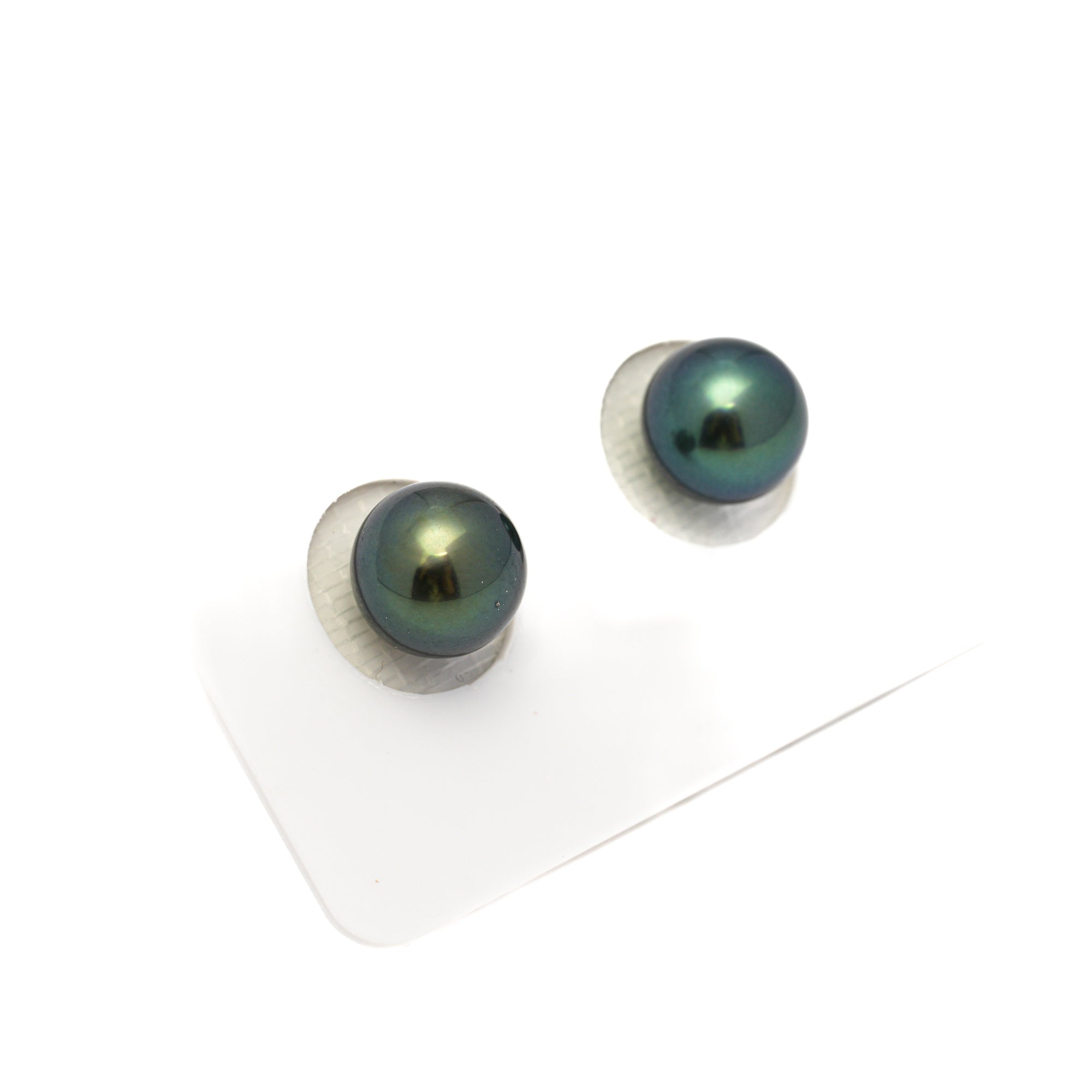 2pcs Blue Green 9.2-9.4mm - RSR AAA/AA Quality Tahitian Pearl Pair ER1769 OR13