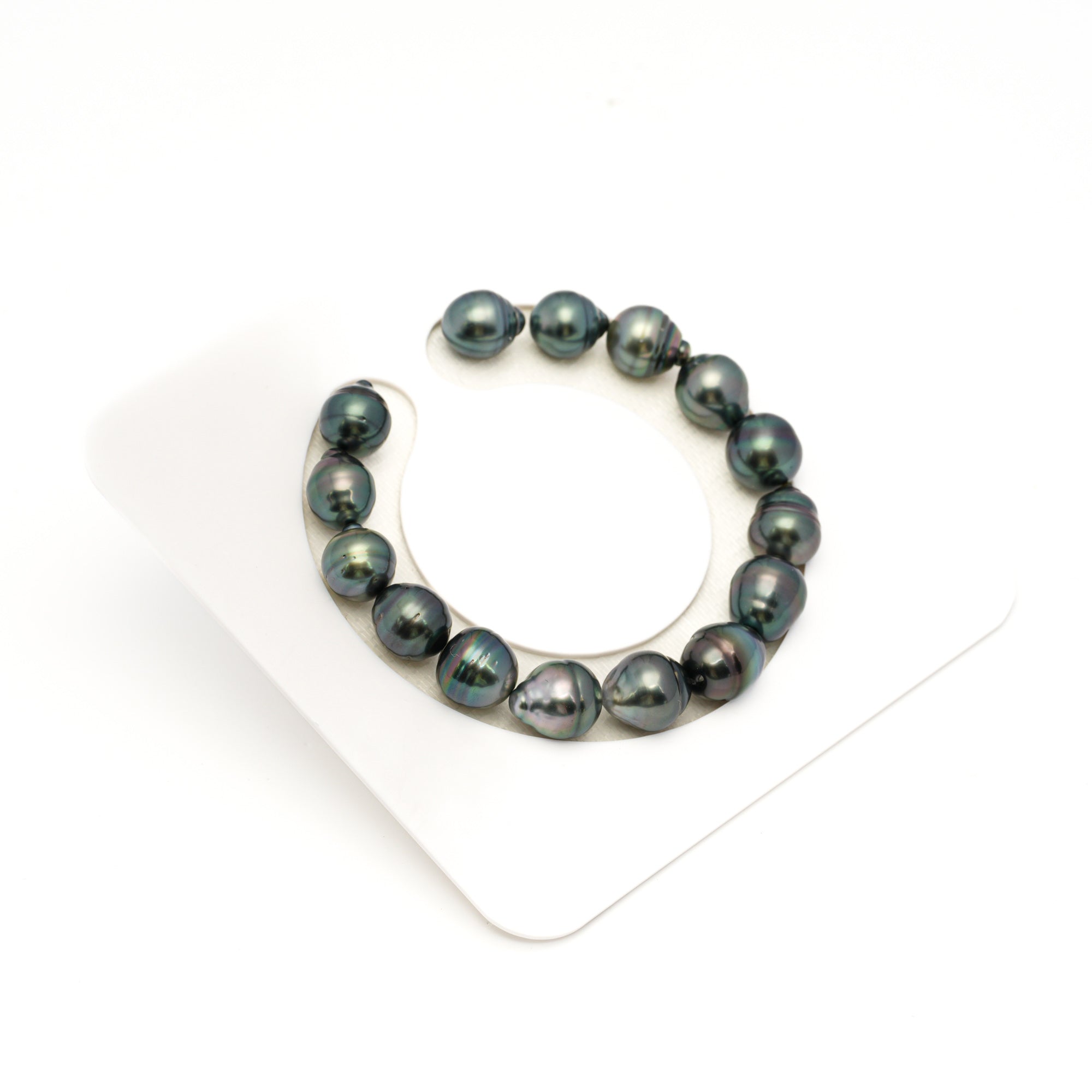 15pcs Dark Green 9-11mm - CL/SB AAA/AA Quality Tahitian Pearl Bracelet BR2373 TH5