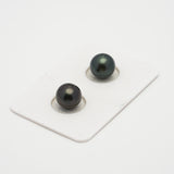 2pcs Dark Green 9-9.1mm - SR AAA Quality Tahitian Pearl Pair ER1529 OR6