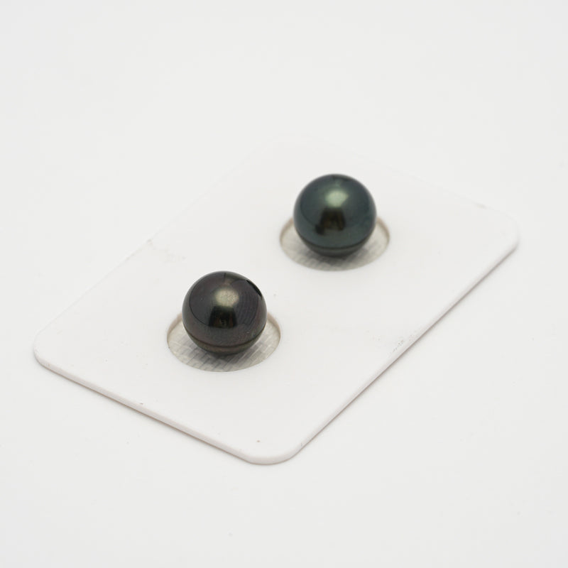 2pcs Dark Green 9-9.1mm - SR AAA Quality Tahitian Pearl Pair ER1529 OR6