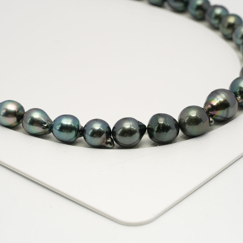 40pcs Blue 8-12mm - SB/NR AAA Quality Tahitian Pearl Necklace NL1587 HL3