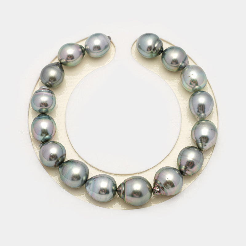 16pcs "High Luster" Silver Mix 9-11mm - SBQ AAA/AA Quality Tahitian Pearl Bracelet BR2237 HL3