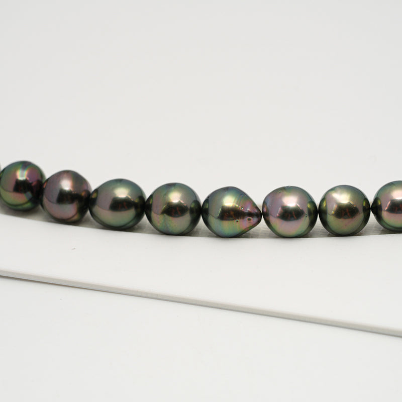 43pcs "High Luster" Peacock 8-12mm - SB AAA/AA Quality Tahitian Pearl Necklace NL1610 HL3