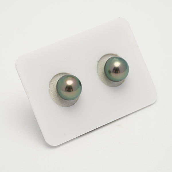 2pcs Green 9.1mm - SR/NR AAA Quality Tahitian Pearl Pair ER1575 OR10