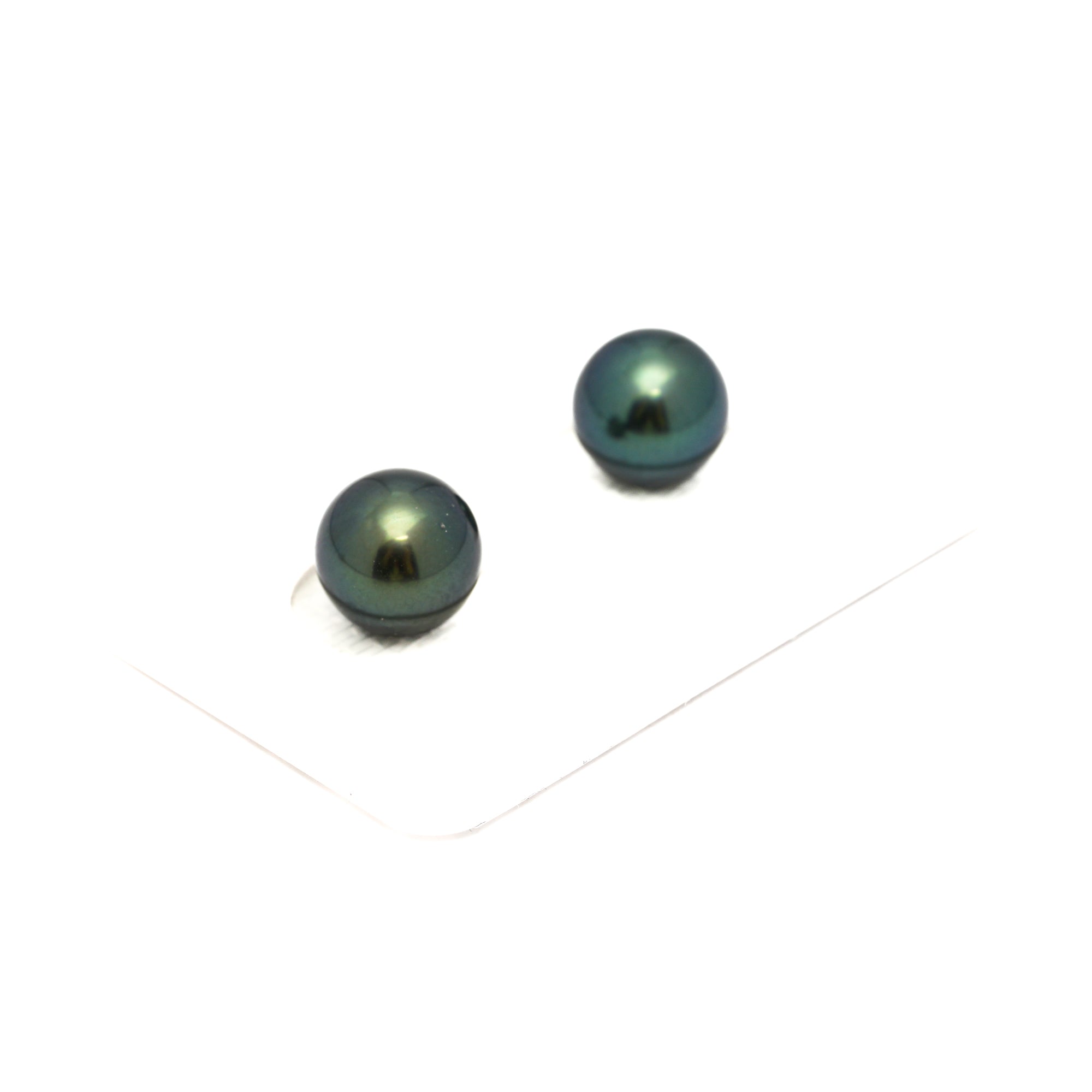 2pcs Blue Green 9.2-9.4mm - RSR AAA/AA Quality Tahitian Pearl Pair ER1769 OR13