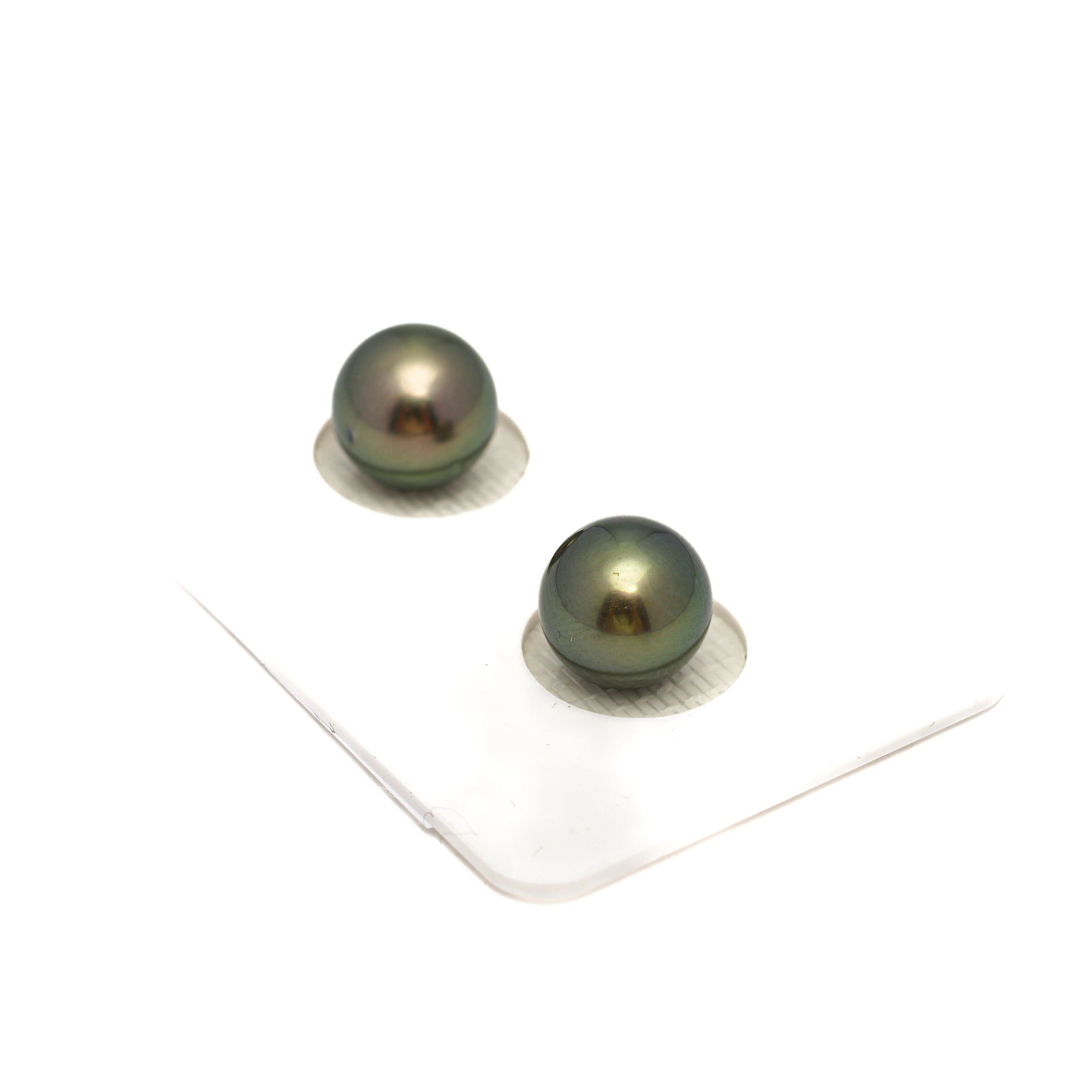 2pcs Green 9.4mm - RSR AAA/AA Quality Tahitian Pearl Pair ER1744 OR13
