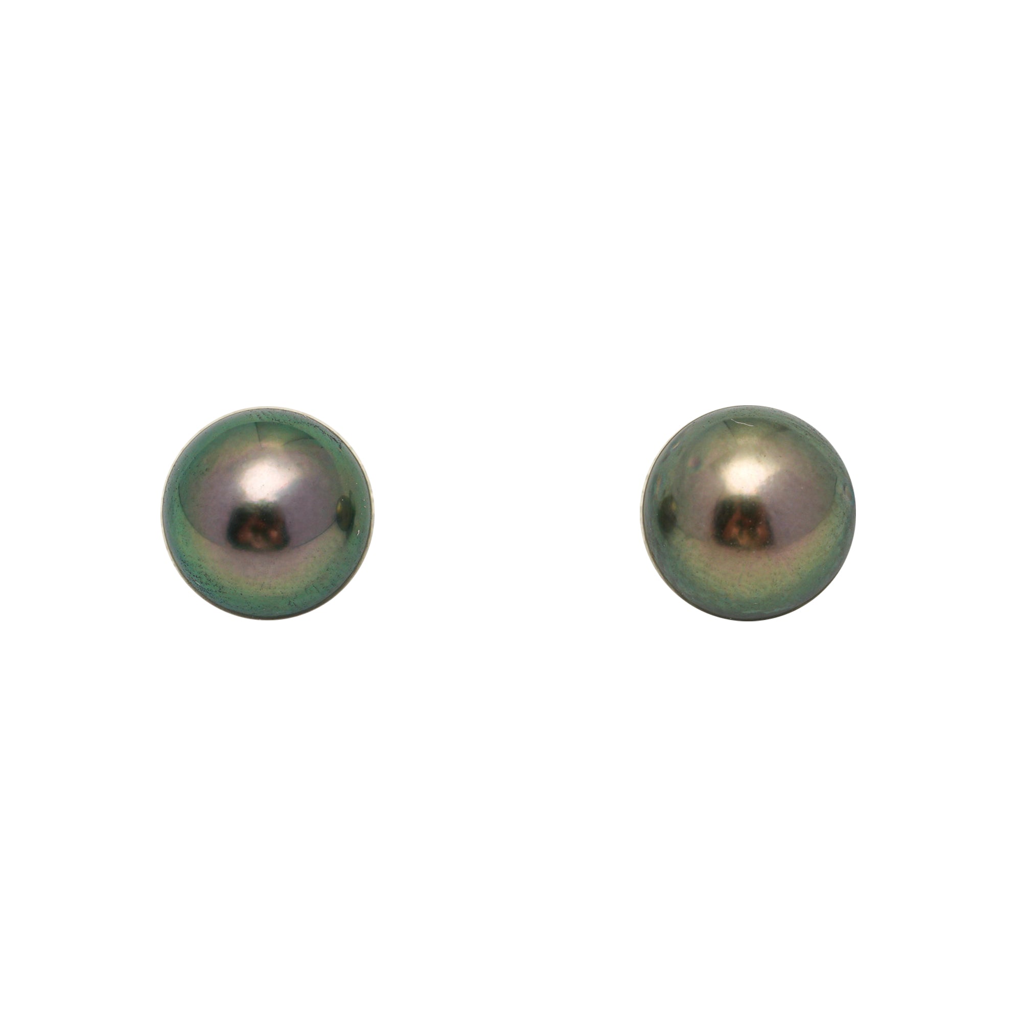 2pcs "High Luster" Green 9.1-9.3mm - RSR AAA/AA Quality Tahitian Pearl Pair ER1761 OR13