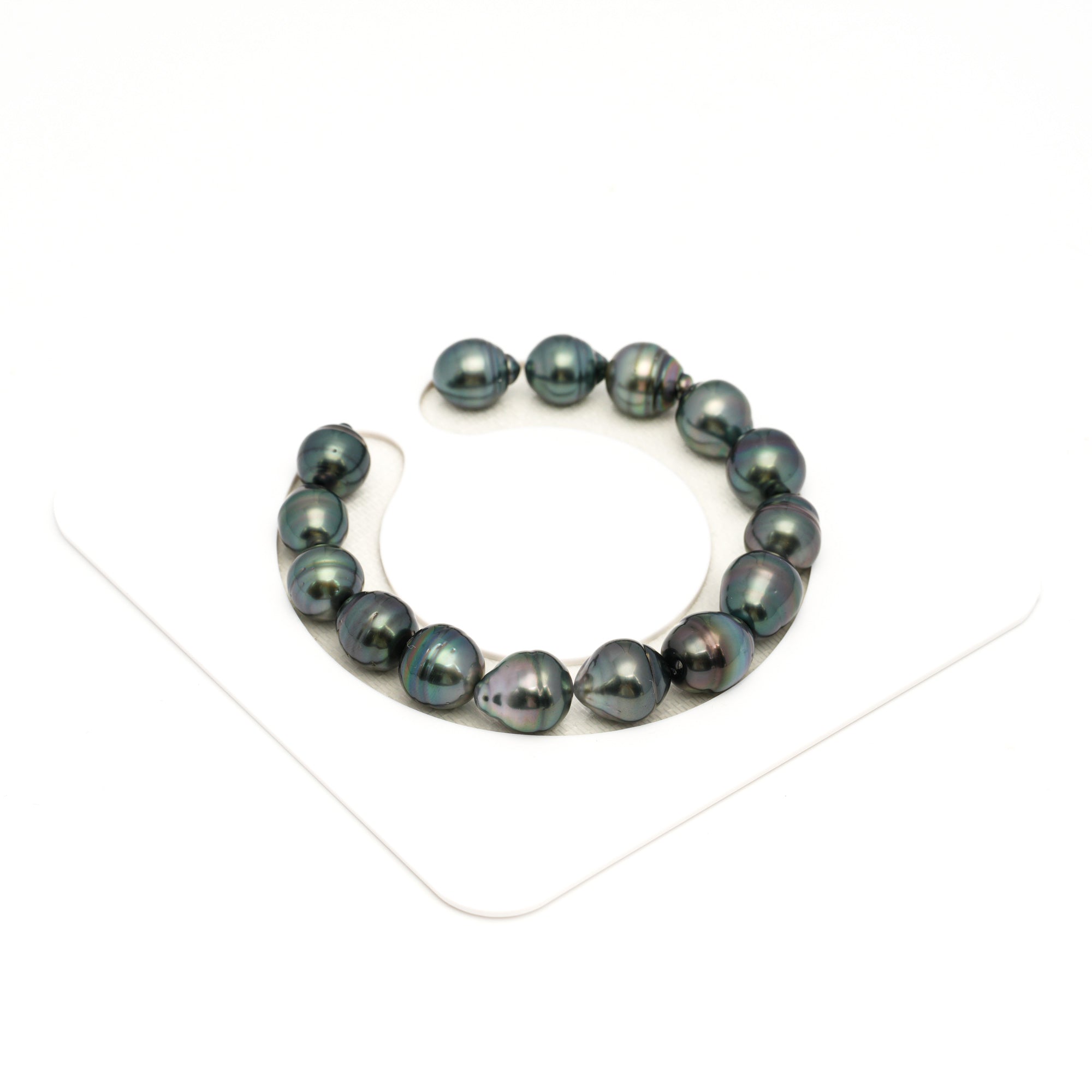 15pcs Dark Green 9-11mm - CL/SB AAA/AA Quality Tahitian Pearl Bracelet BR2373 TH5