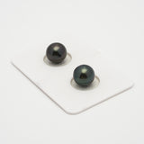 2pcs Dark Green 9-9.1mm - SR AAA Quality Tahitian Pearl Pair ER1529 OR6