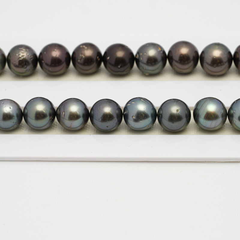 37pcs Blue Brown 11-13mm - NR AA/A Quality Tahitian Pearl Necklace NL1538 TH2