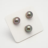 3pcs "High Luster" Green Cherry 11.2mm - NR AAA Quality Tahitian Pearl Trio Set ER1561 A101