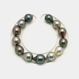 13pcs "High Luster" Multicolor 10-12mm - CL/SB AAA/AA Quality Tahitian Pearl Bracelet BR2188 HL3